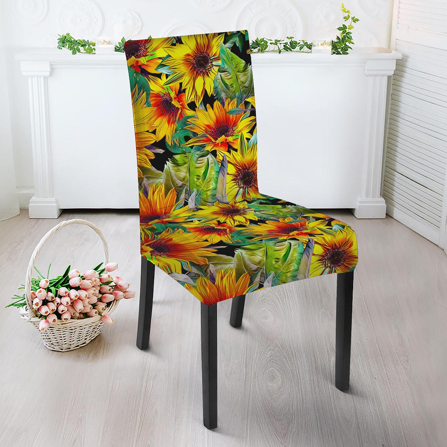 Autumn Sunflower Pattern Print Dining Chair Slipcover