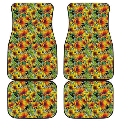 Autumn Sunflower Pattern Print Front and Back Car Floor Mats