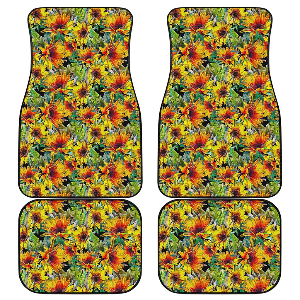 Autumn Sunflower Pattern Print Front and Back Car Floor Mats