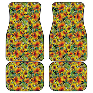 Autumn Sunflower Pattern Print Front and Back Car Floor Mats