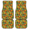 Autumn Sunflower Pattern Print Front and Back Car Floor Mats