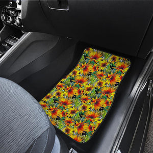 Autumn Sunflower Pattern Print Front and Back Car Floor Mats