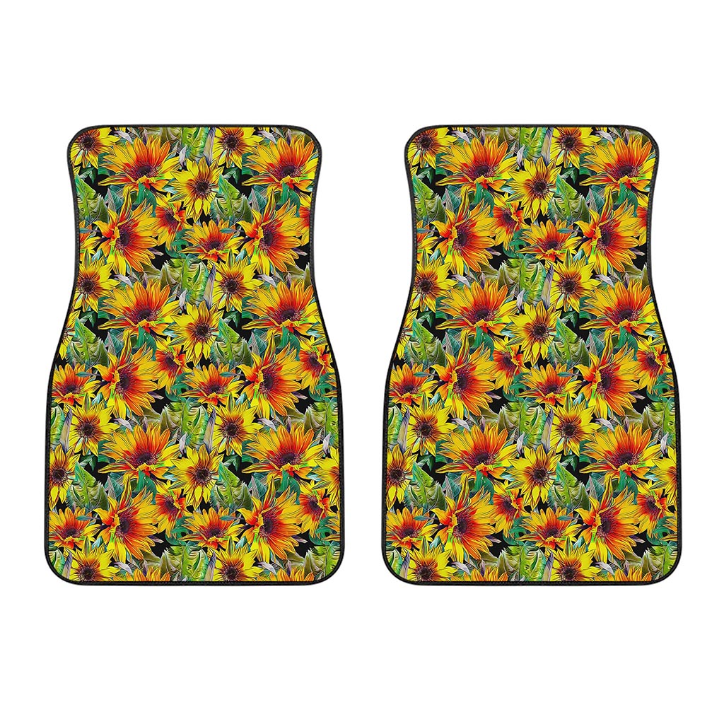 Autumn Sunflower Pattern Print Front Car Floor Mats