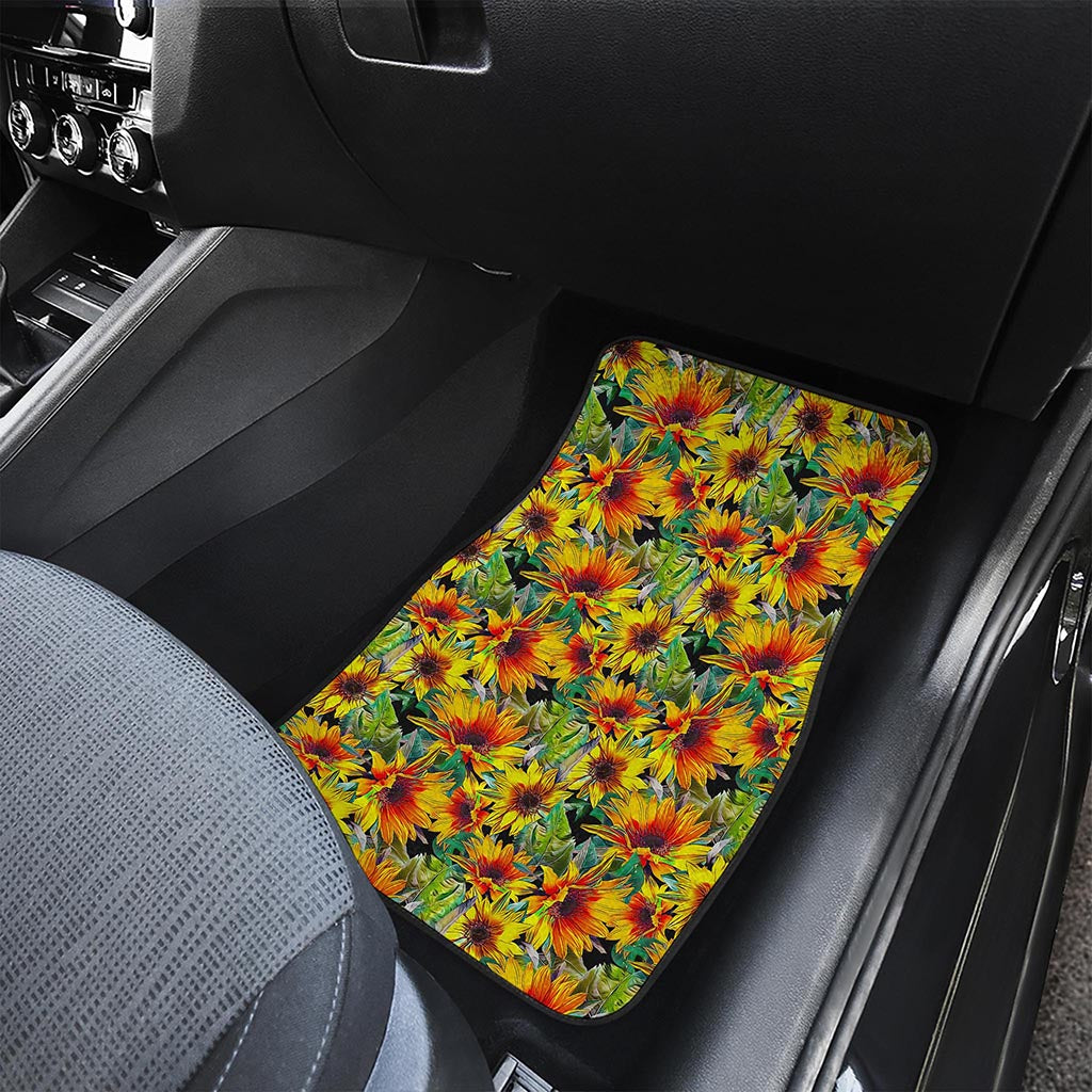 Autumn Sunflower Pattern Print Front Car Floor Mats