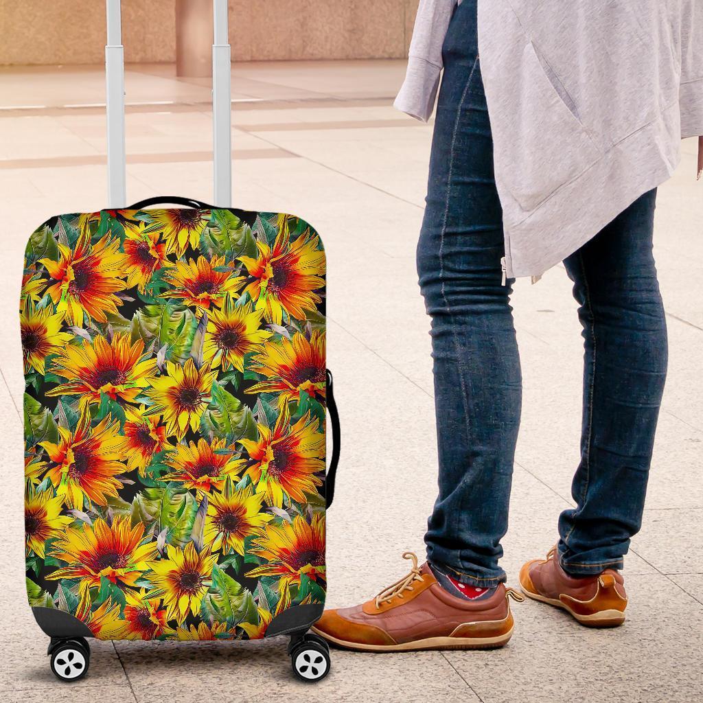 Autumn Sunflower Pattern Print Luggage Cover GearFrost