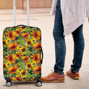 Autumn Sunflower Pattern Print Luggage Cover GearFrost