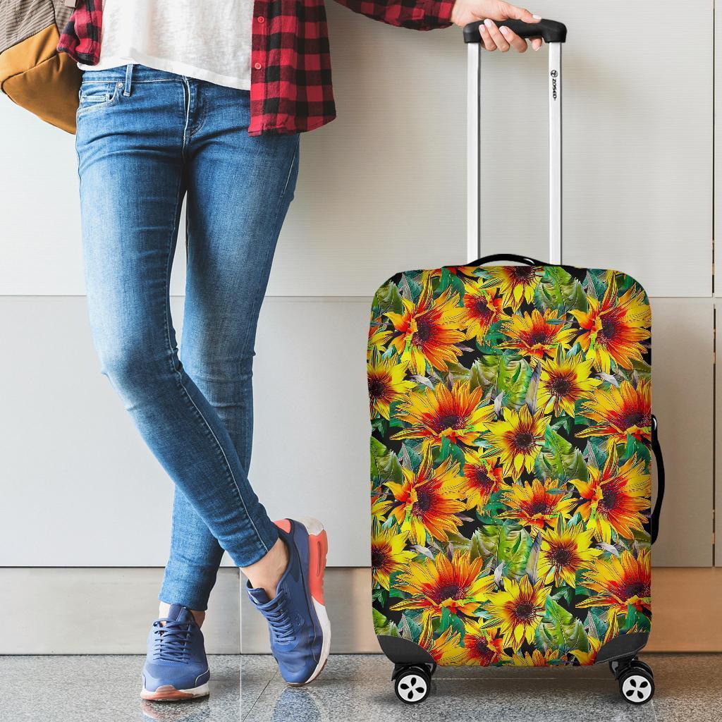 Autumn Sunflower Pattern Print Luggage Cover GearFrost