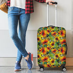 Autumn Sunflower Pattern Print Luggage Cover GearFrost