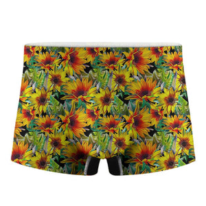 Autumn Sunflower Pattern Print Men's Boxer Briefs