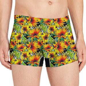 Autumn Sunflower Pattern Print Men's Boxer Briefs