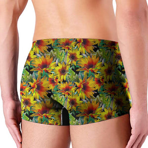 Autumn Sunflower Pattern Print Men's Boxer Briefs