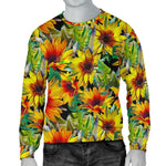 Autumn Sunflower Pattern Print Men's Crewneck Sweatshirt GearFrost