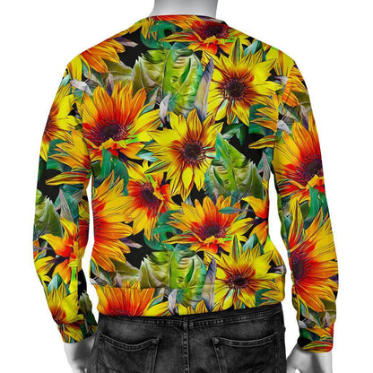 Autumn Sunflower Pattern Print Men's Crewneck Sweatshirt GearFrost