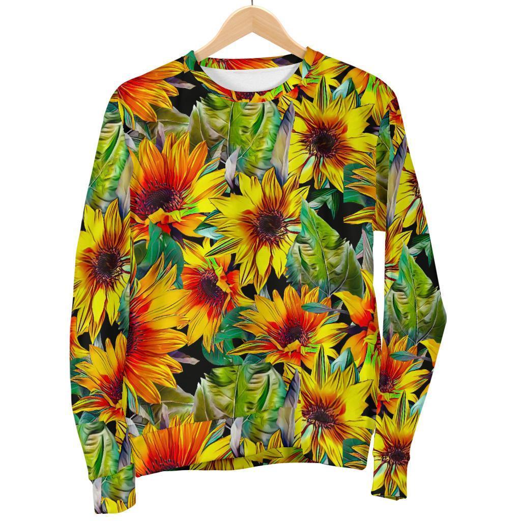 Autumn Sunflower Pattern Print Men's Crewneck Sweatshirt GearFrost