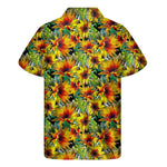 Autumn Sunflower Pattern Print Men's Short Sleeve Shirt