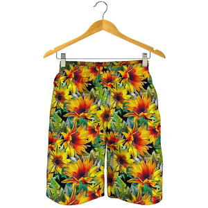 Autumn Sunflower Pattern Print Men's Shorts