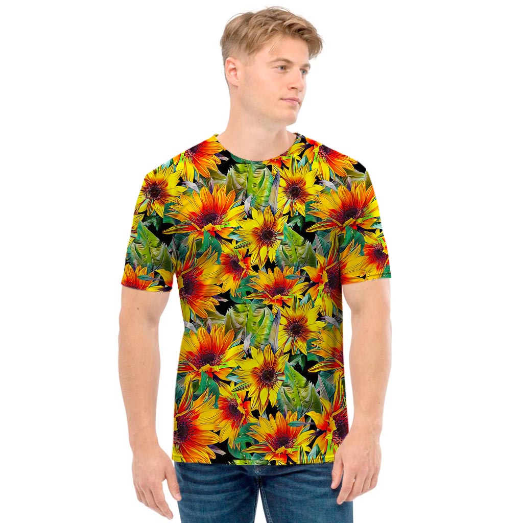 Autumn Sunflower Pattern Print Men's T-Shirt