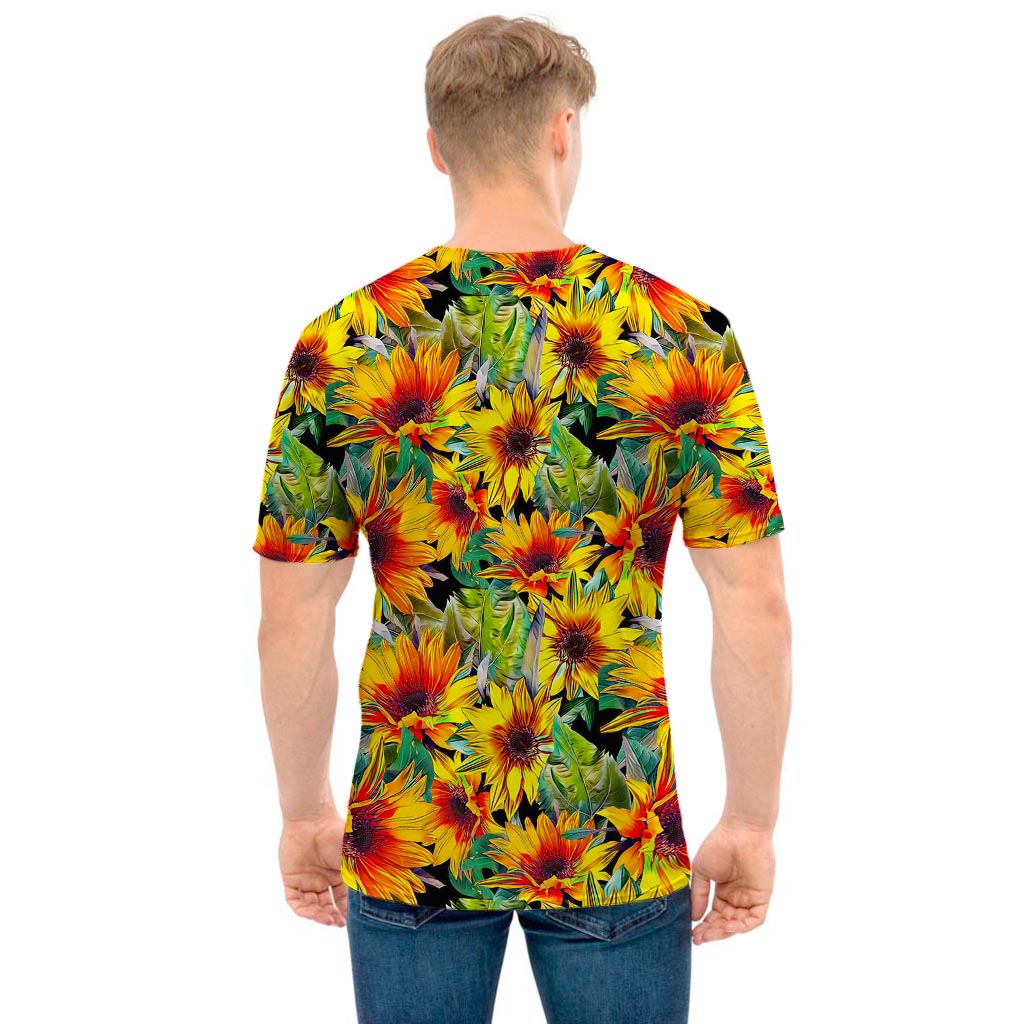 Autumn Sunflower Pattern Print Men's T-Shirt