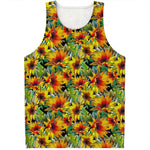 Autumn Sunflower Pattern Print Men's Tank Top