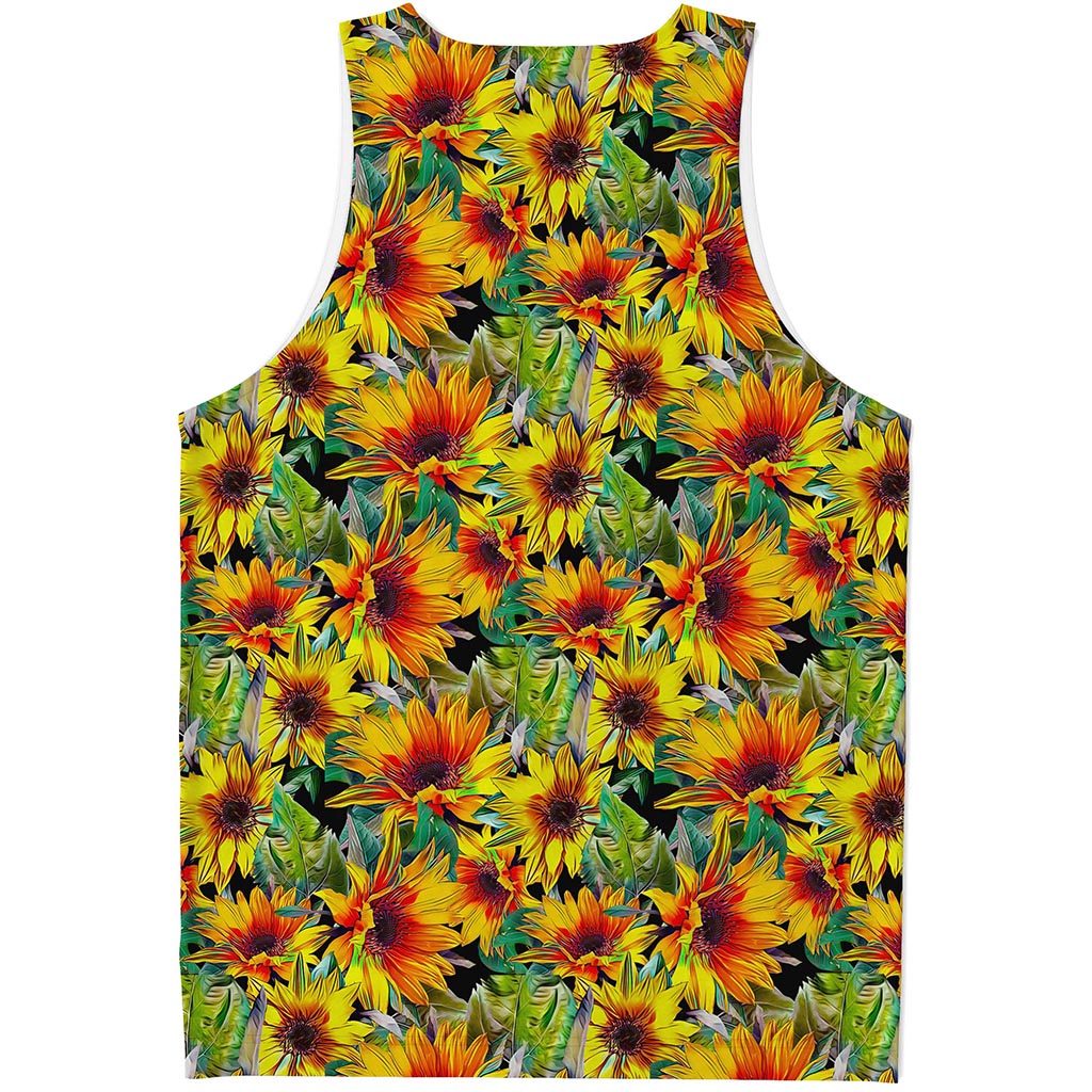 Autumn Sunflower Pattern Print Men's Tank Top