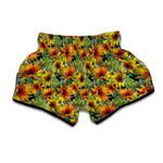 Autumn Sunflower Pattern Print Muay Thai Boxing Shorts