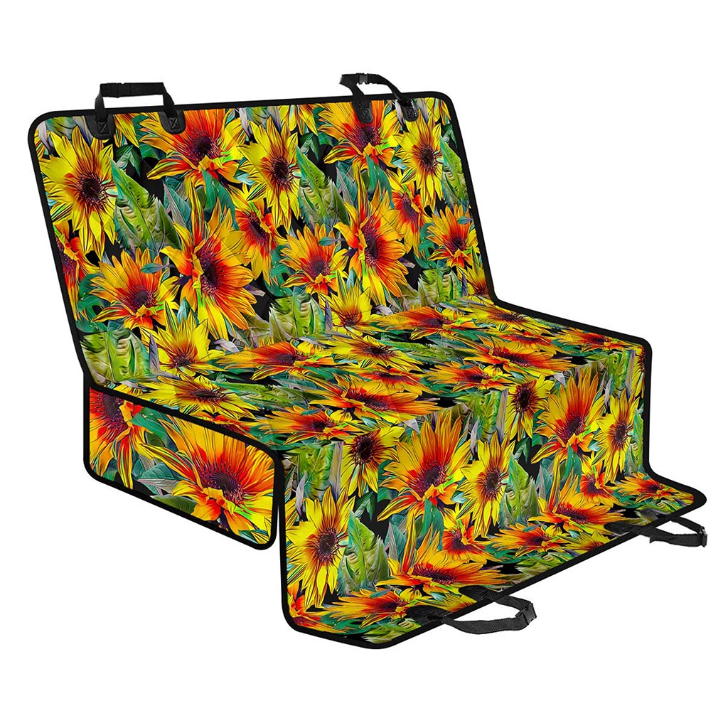 Autumn Sunflower Pattern Print Pet Car Back Seat Cover