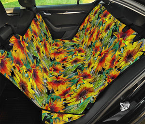 Autumn Sunflower Pattern Print Pet Car Back Seat Cover