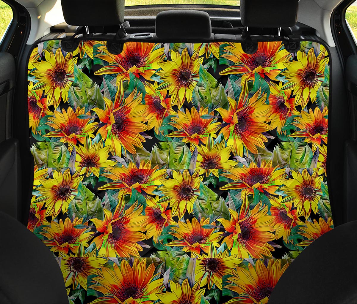 Autumn Sunflower Pattern Print Pet Car Back Seat Cover