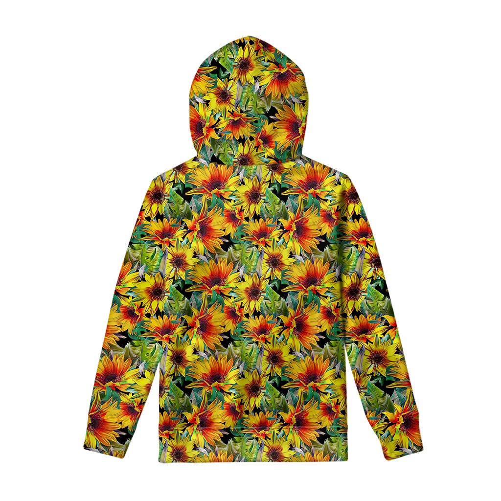 Autumn Sunflower Pattern Print Pullover Hoodie