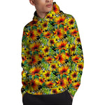 Autumn Sunflower Pattern Print Pullover Hoodie