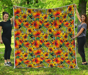 Autumn Sunflower Pattern Print Quilt