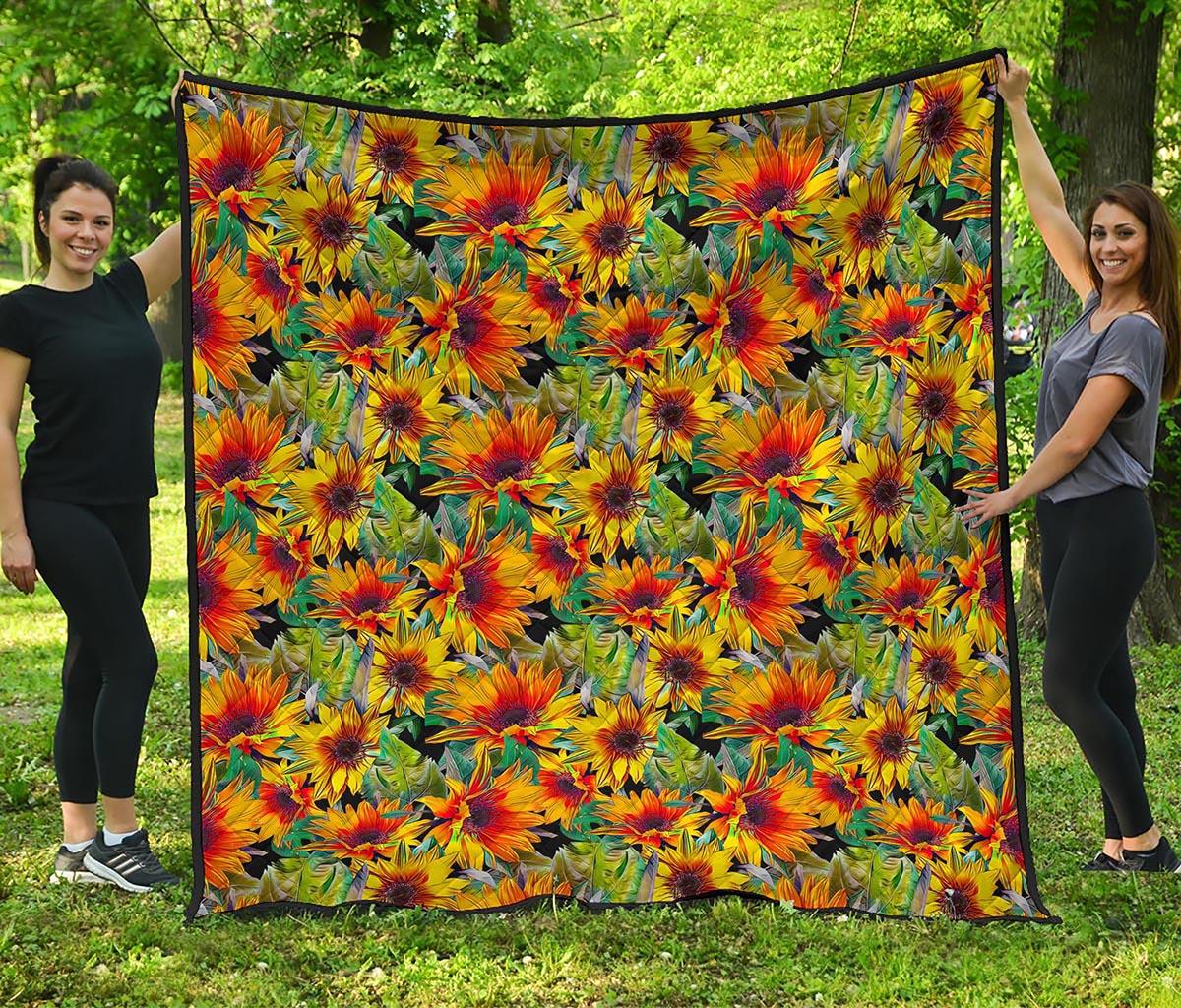 Autumn Sunflower Pattern Print Quilt