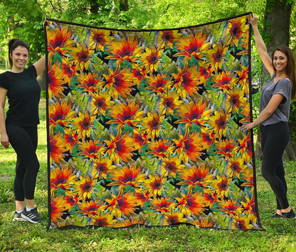Autumn Sunflower Pattern Print Quilt