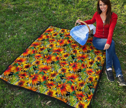 Autumn Sunflower Pattern Print Quilt