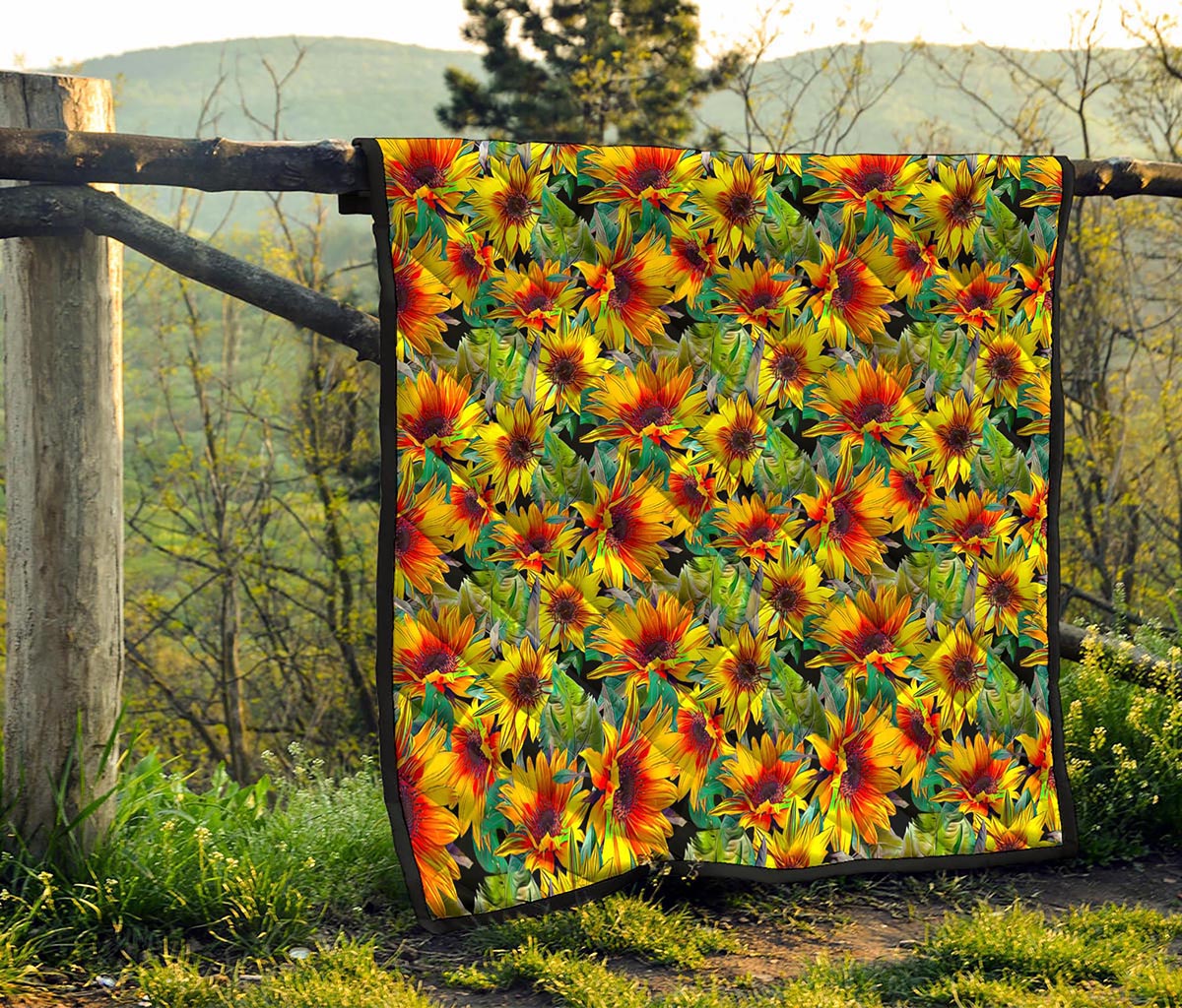 Autumn Sunflower Pattern Print Quilt