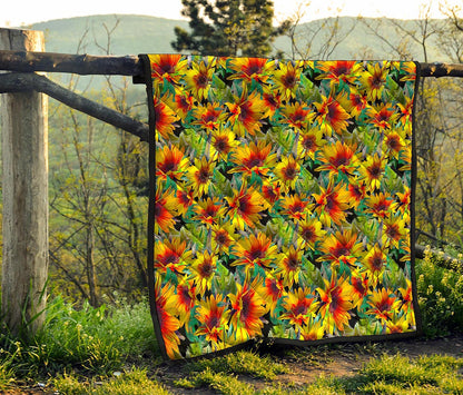 Autumn Sunflower Pattern Print Quilt