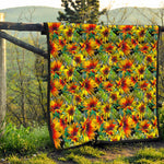Autumn Sunflower Pattern Print Quilt