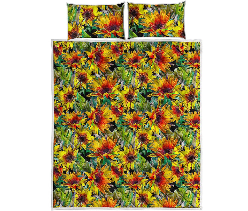 Autumn Sunflower Pattern Print Quilt Bed Set