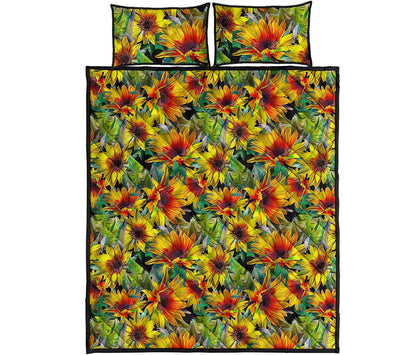 Autumn Sunflower Pattern Print Quilt Bed Set