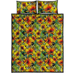 Autumn Sunflower Pattern Print Quilt Bed Set