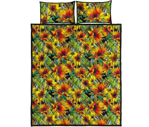 Autumn Sunflower Pattern Print Quilt Bed Set