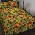 Autumn Sunflower Pattern Print Quilt Bed Set