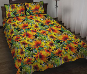 Autumn Sunflower Pattern Print Quilt Bed Set