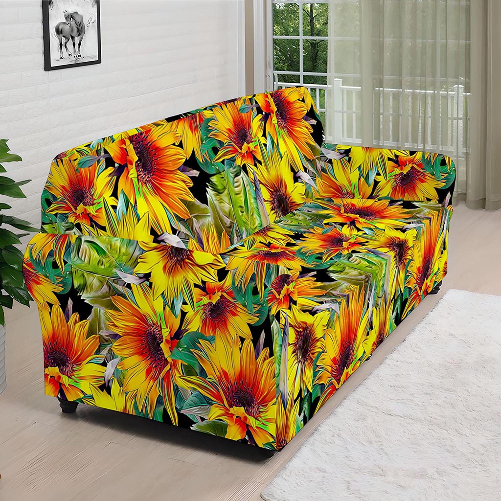 Autumn Sunflower Pattern Print Sofa Cover