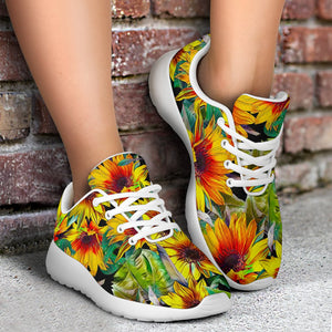 Autumn Sunflower Pattern Print Sport Shoes GearFrost