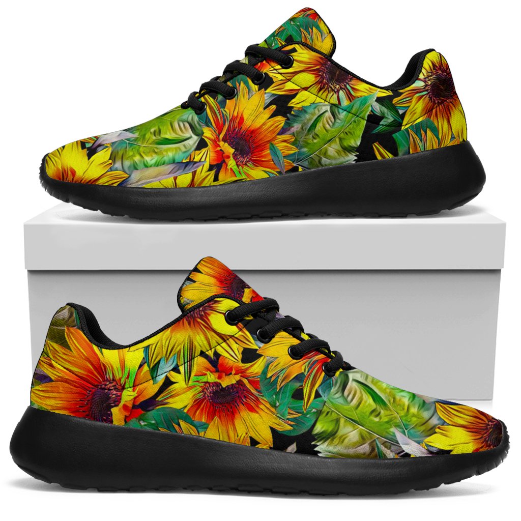 Autumn Sunflower Pattern Print Sport Shoes GearFrost