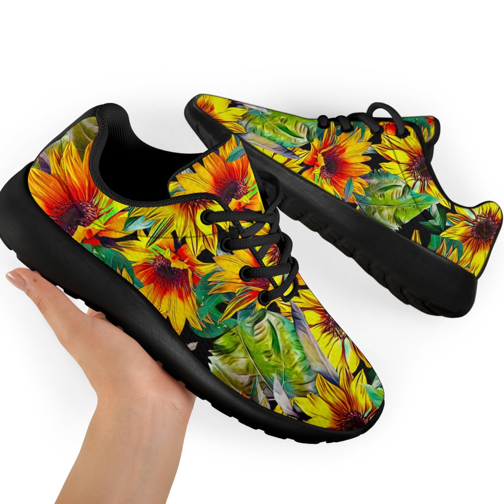 Autumn Sunflower Pattern Print Sport Shoes GearFrost