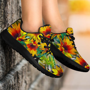 Autumn Sunflower Pattern Print Sport Shoes GearFrost