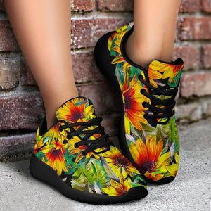 Autumn Sunflower Pattern Print Sport Shoes GearFrost