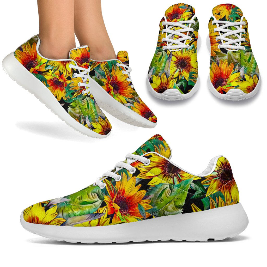 Autumn Sunflower Pattern Print Sport Shoes GearFrost